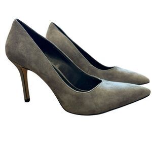 Lord & Taylor 424 Fifth Gray Suede Leather Pointed Toe Stiletto Heels